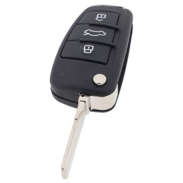 Audi 3-button folding key - key blade straight with electronics 434MHZ - ID48 transponder - 8XO 837220D