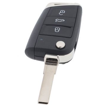 Volkswagen 3-button folding key - key blade straight with notch side with electronics 433MHZ - ID48 transponder 5G0959752BC - 5G0959752BK
