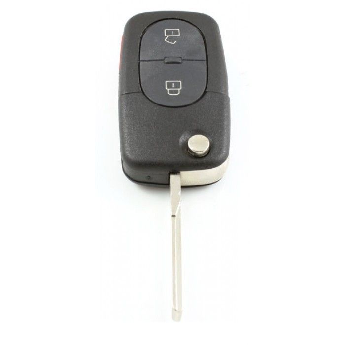 Llave plegable Audi de 2 botones con botón de pánico - llave extraíble recta - versión con pila CR2032 main product photo