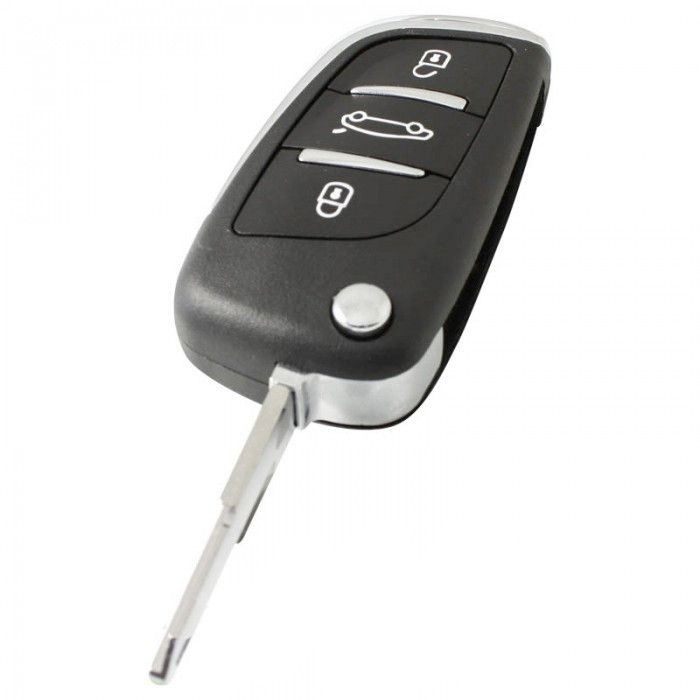 Llave plegable Peugeot de 3 botones - punta de la hoja de la llave con apertura - pila en la carcasa main product photo