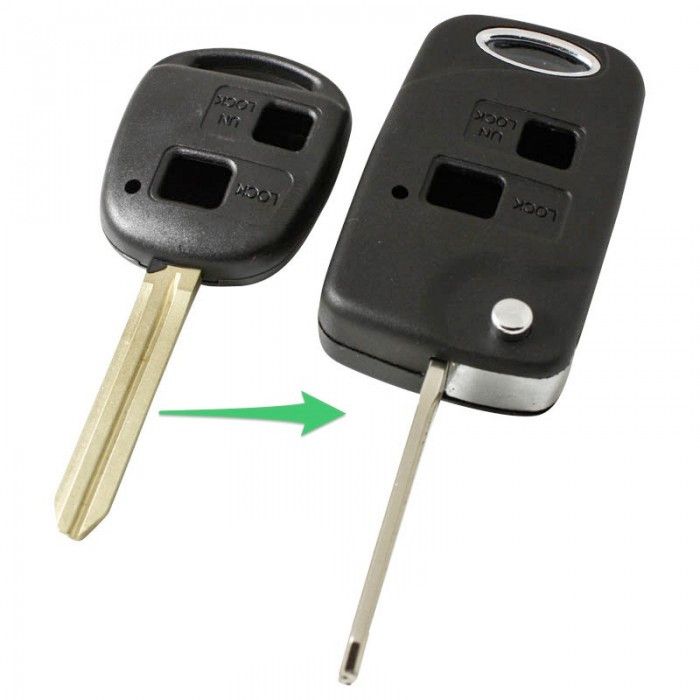 Toyota 2-button folding key - key blade tip with notch right (conversion kit) main product photo